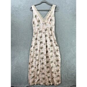 Vintage Henson Kickernick Nightgown Womens Medium Pink Floral Satin Lace Chemise